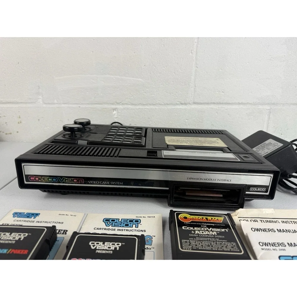 Vintage Lot Coleco Vision Console, Controllers, Games Tested And Works